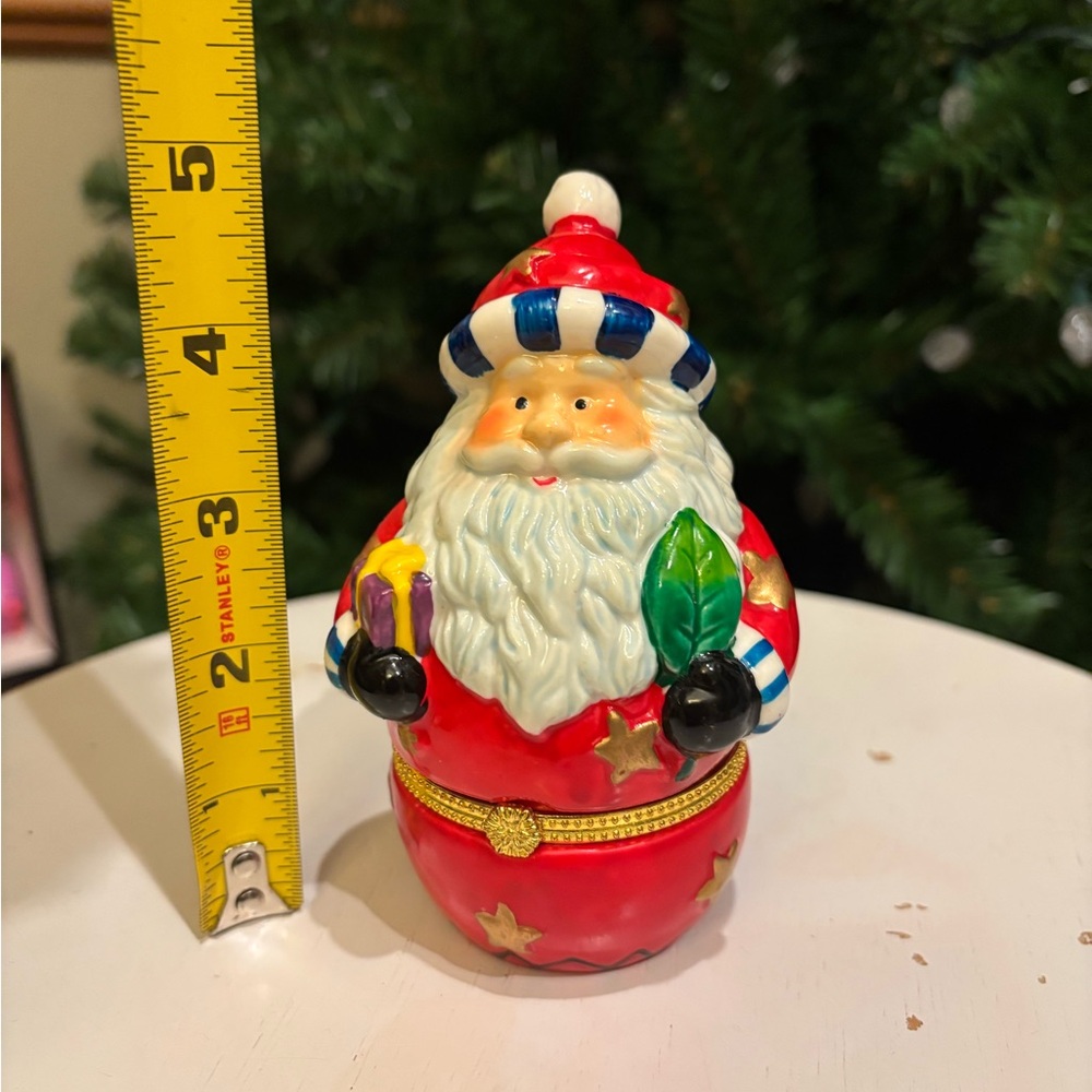 Santa Hinged Trinket Boxes Ceramic Christmas